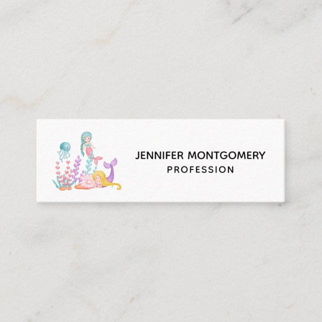 Meerjungfrauen & Quallen Unterwasserfarbe Mini Mini Visitenkarte (Vorderseite)