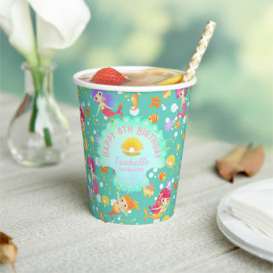 Meerjungfrauen Türkis  Pappbecher