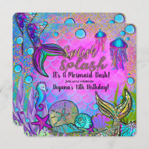 Meerjungfrauen und Muscheln unter dem Meeresschutz Einladung