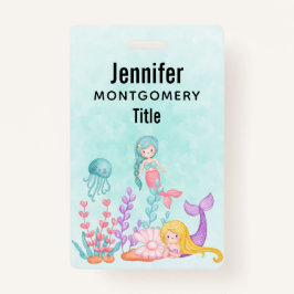 Meerjungfrauen und Quallen Unterwasserfarbe Ausweis