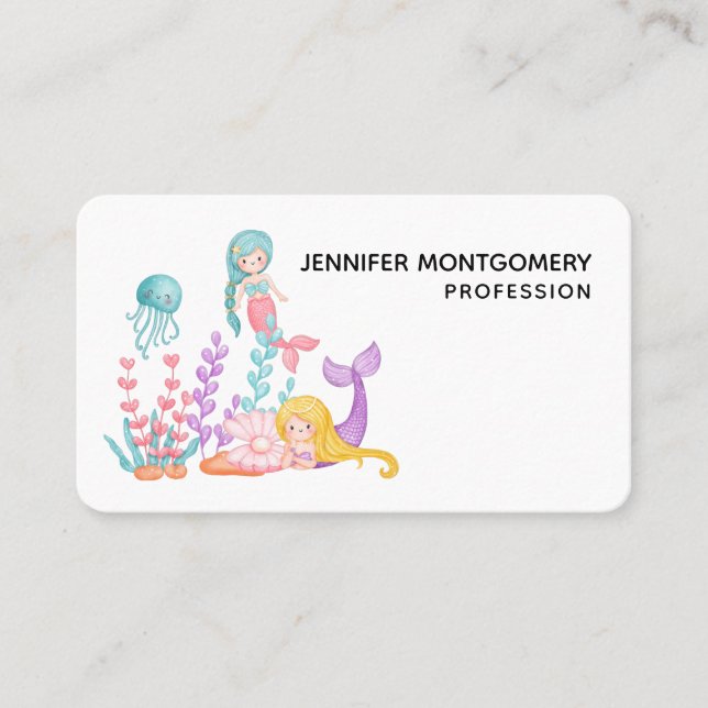 Meerjungfrauen und Quallen Unterwasserfarbe Busi Visitenkarte (Vorderseite)