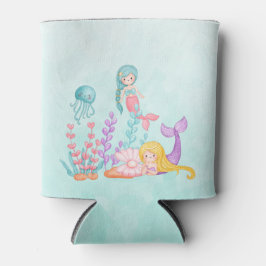 Meerjungfrauen und Quallen Unterwasserfarbe Dosenkühler