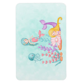 Meerjungfrauen und Quallen Unterwasserfarbe Magnet