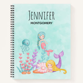 Meerjungfrauen und Quallen Unterwasserfarbe Notizbuch