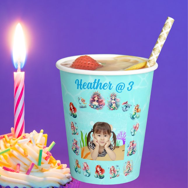 Meerjungfrauen unter dem Kindergeburtstag des Foto Pappbecher (Von Creator hochgeladen)