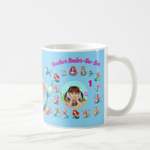 Meerjungfrauen Unter-dem-Meer 1. Geburtstags-Foto- Kaffeetasse