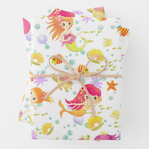 Meerjungfrauen Weiß Geschenkpapier Set