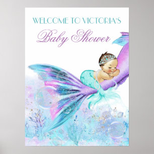 Meerjungfrauenschwanz-Babyshower-Schilder Poster