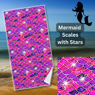 Meerjungfrauenskales Rosa Mauve mit Sternen Strandtuch