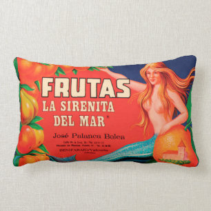 MEERJUNGFRUCHT VINTAGE ETIKETT 33 cm x 53 cm Kisse Lendenkissen