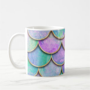 Meerjungwaagen: Wasserfarbenwellenmuster. Kaffeetasse