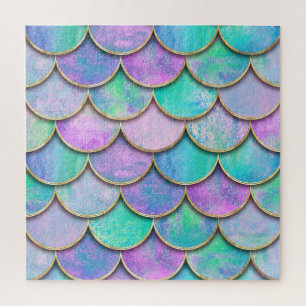Meerjungwaagen: Wasserfarbenwellenmuster. Puzzle