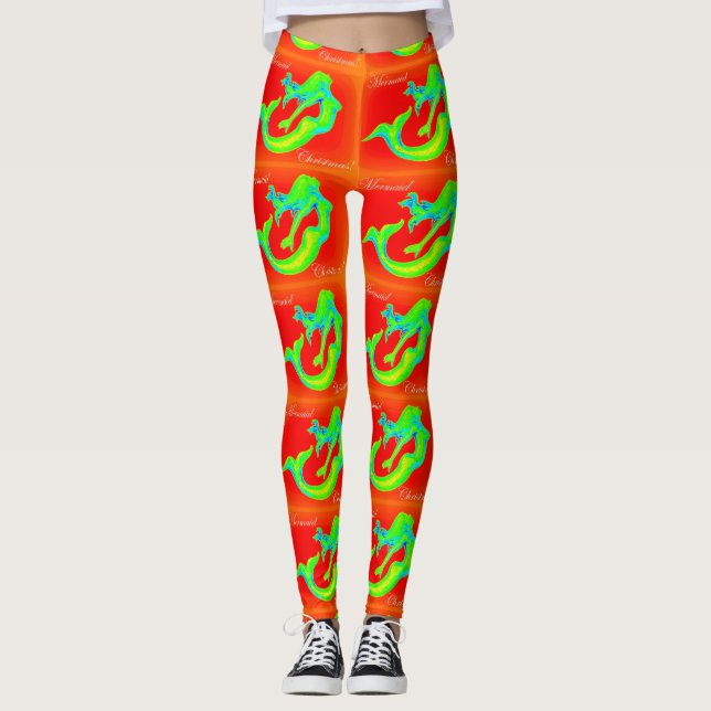 Meerjungweih rot/grün leggings (Vorderseite)