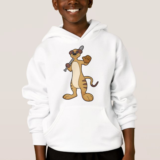 Meerkat als Baseballspieler mit Baseballschläger Hoodie (Vorderseite)