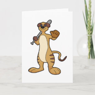 Meerkat als Baseballspieler mit Baseballschläger Karte