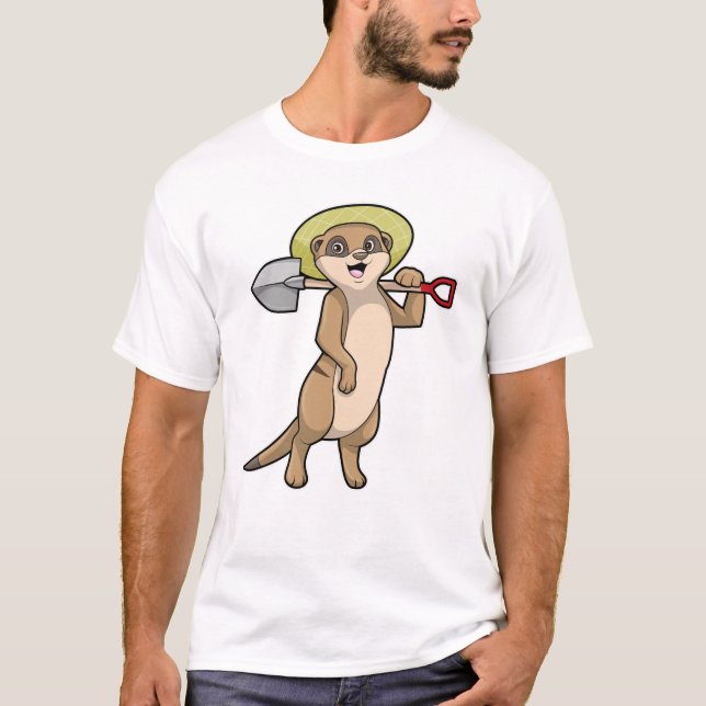Meerkat als Bauer mit Shovel T-Shirt (Vorderseite)