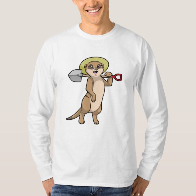 Meerkat als Bauer mit Shovel T-Shirt (Vorderseite)