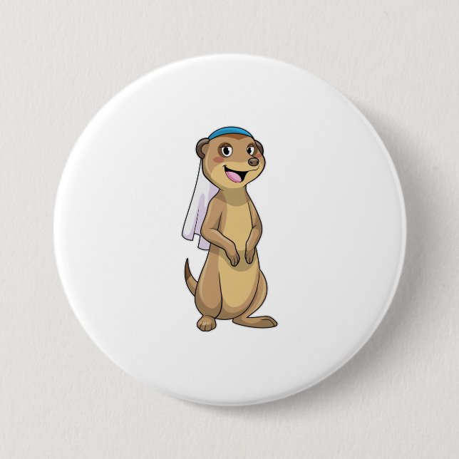 Meerkat als Braut mit Schleier Button (Vorderseite)
