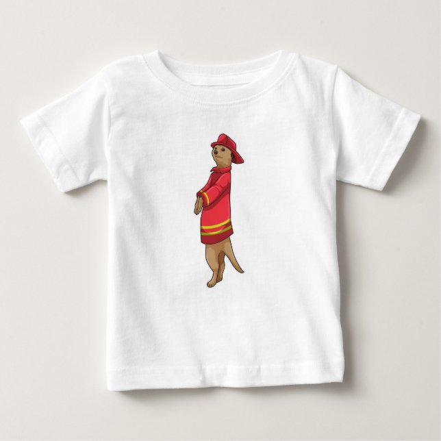 Meerkat als Feuerwehrmann mit Helm Baby T-shirt (Vorderseite)