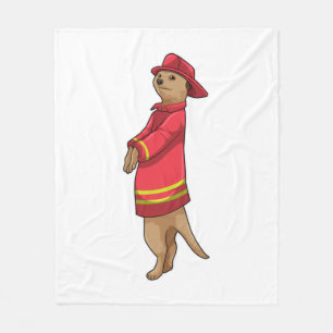 Meerkat als Feuerwehrmann mit Helm Fleecedecke