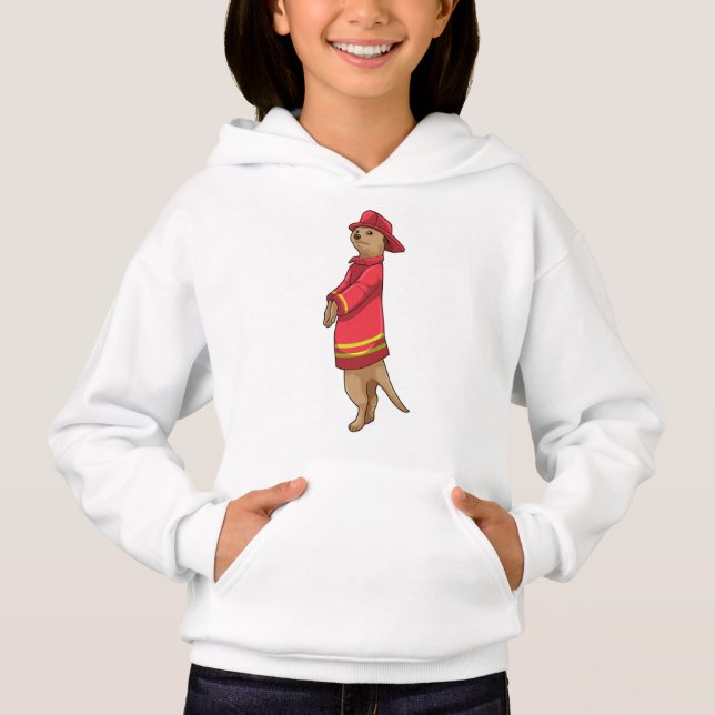 Meerkat als Feuerwehrmann mit Helm Hoodie (Vorderseite)