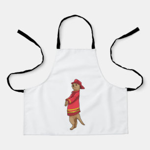 Meerkat als Feuerwehrmann mit Helm Schürze