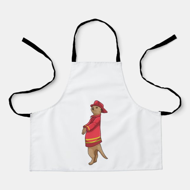 Meerkat als Feuerwehrmann mit Helm Schürze (Vorderseite)