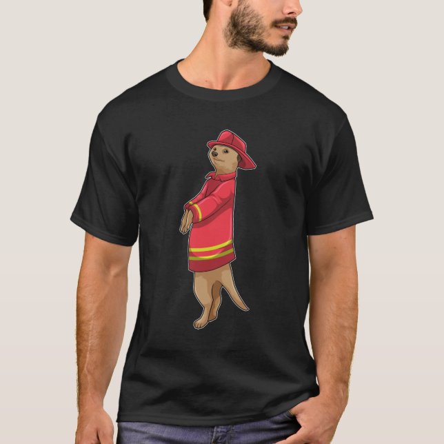 Meerkat als Feuerwehrmann mit Helm T-Shirt (Vorderseite)