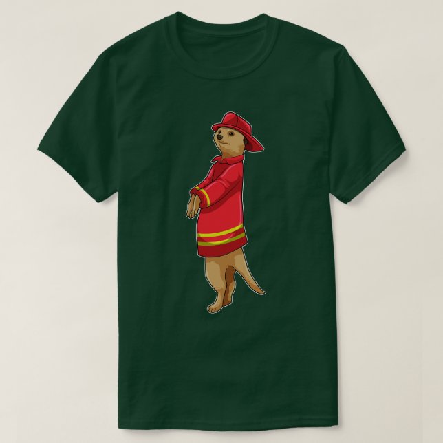 Meerkat als Feuerwehrmann mit Helm T-Shirt (Design vorne)