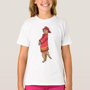 Meerkat als Feuerwehrmann mit Helm T-Shirt