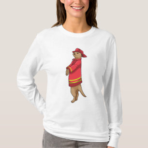 Meerkat als Feuerwehrmann mit Helm T-Shirt