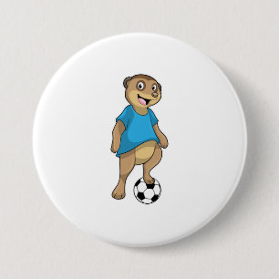 Meerkat als Fußballspieler mit Fußball Button