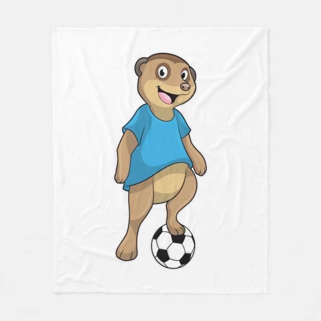 Meerkat als Fußballspieler mit Fußball Fleecedecke (Vorderseite)