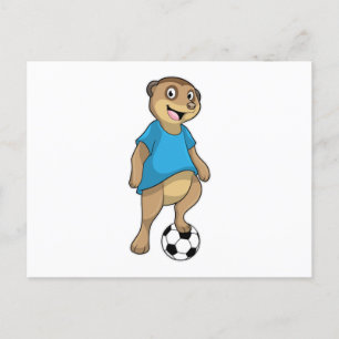 Meerkat als Fußballspieler mit Fußball Postkarte