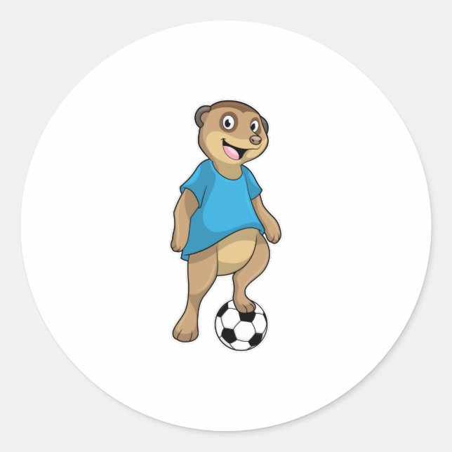 Meerkat als Fußballspieler mit Fußball Runder Aufkleber (Vorderseite)
