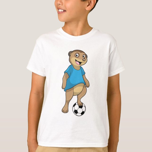 Meerkat als Fußballspieler mit Fußball T-Shirt (Vorderseite)
