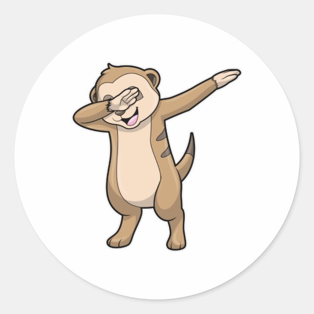 Meerkat als Hip Hop Dance Dab Runder Aufkleber (Vorderseite)