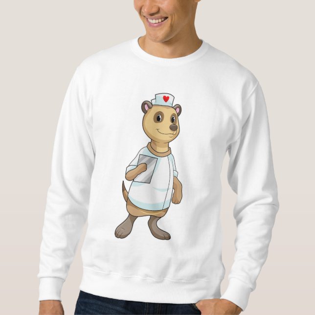 Meerkat als Krankenschwester mit Herz Sweatshirt (Vorderseite)