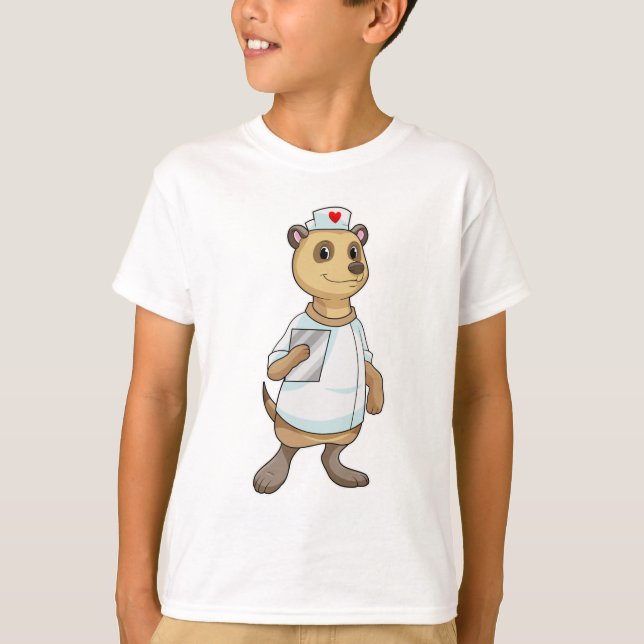 Meerkat als Krankenschwester mit Herz T-Shirt (Vorderseite)