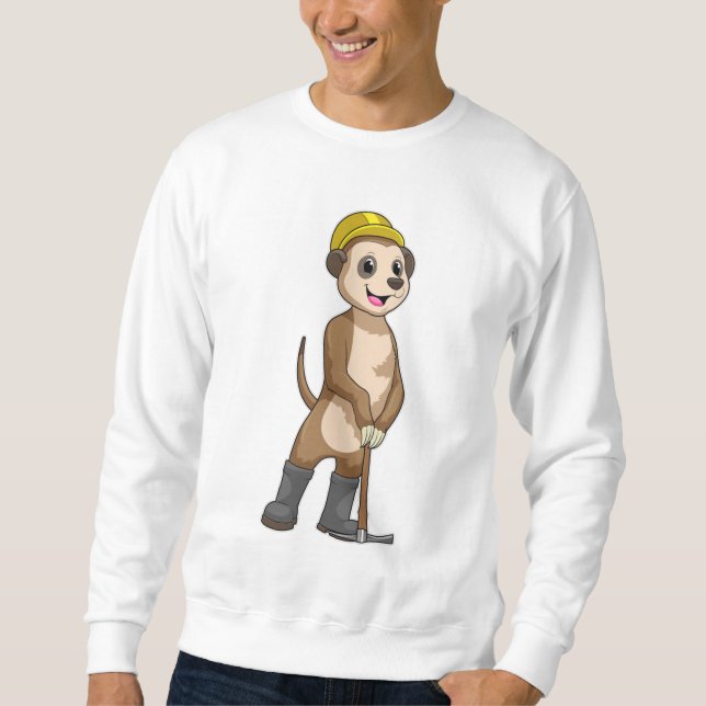 Meerkat als Miner mit Pickaxe Sweatshirt (Vorderseite)