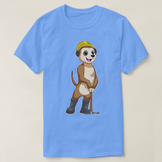 Meerkat als Miner mit Pickaxe T-Shirt (Design vorne)