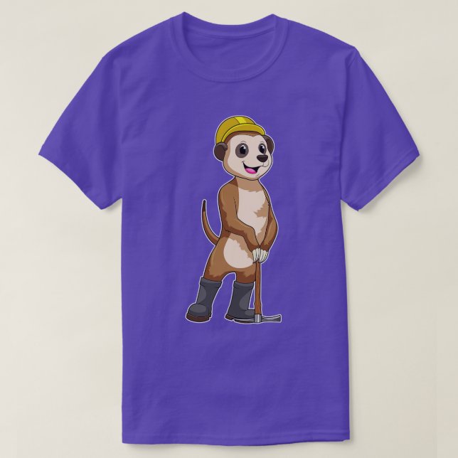 Meerkat als Miner mit Pickaxe T-Shirt (Design vorne)
