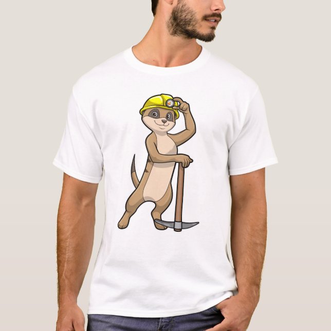 Meerkat als Miner mit Pickaxe T-Shirt (Vorderseite)