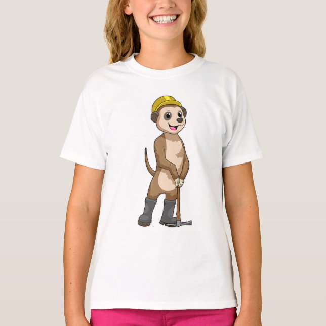 Meerkat als Miner mit Pickaxe T-Shirt (Vorderseite)