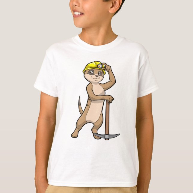 Meerkat als Miner mit Pickaxe T-Shirt (Vorderseite)