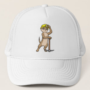 Meerkat als Miner mit Pickaxe Truckerkappe