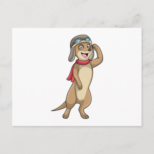 Meerkat als Pilot mit Pilotin Postkarte (Vorderseite)
