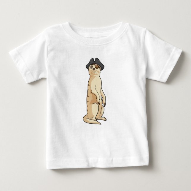 Meerkat als Pirate mit Piratenhut Baby T-shirt (Vorderseite)