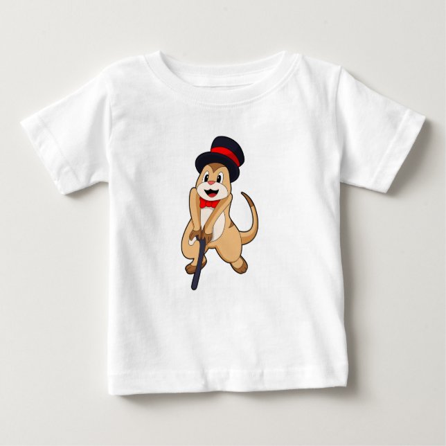 Meerkat als Rentnerin mit Gehstock Baby T-shirt (Vorderseite)