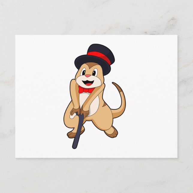 Meerkat als Rentnerin mit Gehstock Postkarte (Vorderseite)